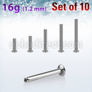 xtrufo16 steel ufo tragus labret posts w internal threading 1.2mm