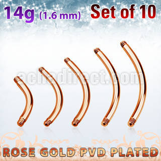 xttbn14g set w rose gold steel belly banana post size 1.6mm