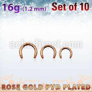 xttcb16g set w rose gold steel circular barbell post thread 1.2mm