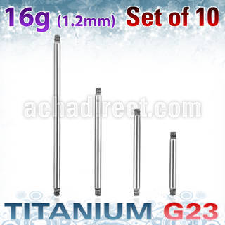 xubb16g pack of 10 pcs high polished titanium g23 barbell bars