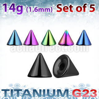 xucnt5g set of 5mm anodized titanium g23 cones 1 6mm thread