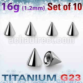 xucon3 pack of 3mm polished titanium g23 cones thread 1 2mm