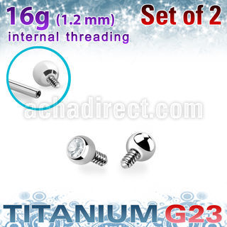 xujb2i titanium g23 ball tops clear crystal bezel set 2mm