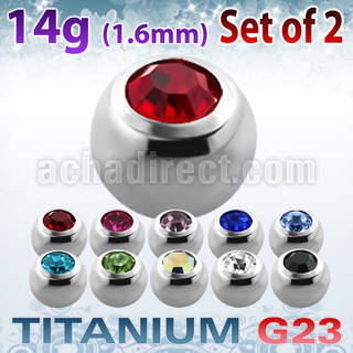 xujb6 6mm high polished titanium g23 balls with bezel crystals