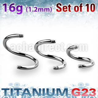 xusp16g pack of high polished titanium g23 spiral bars 1 2mm