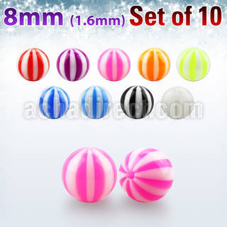 xuvbe8 set of 8mm acrylic uv beach balls with 1 6mm threading