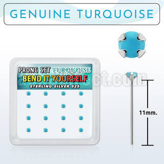 y16pge7 box w bend it silver nose studs w 2mm round turquoise