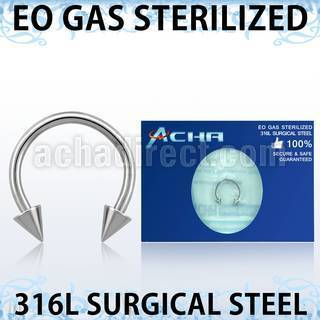 zcbecn sterilized 316l steel circular barbell with 3mm cones