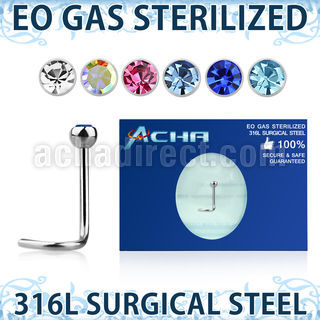znscb sterilized 316l steel nose screw round color crystal
