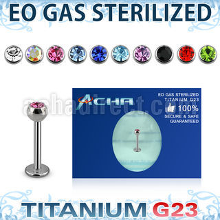 zulbc3 eo gas sterilized piercing titanium g23 labret color crystal ball