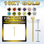 10kt gold bend it nose stud with 2mm round prong set cz