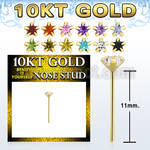 10kt gold bend it nose stud with 3mm star prong set cz