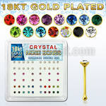 18b14xm silver nose bones w 18k gold plating 2mm crystal tops