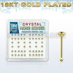 18b19xc box of gold silver nose bones w 2 5mm clear crystal tops