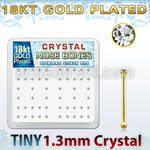 18b6xc box of gold silver nose bones w 1 25mm clear crystals