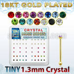 18b6xm box of gold silver nose bones w 1 25mm crystal in colors