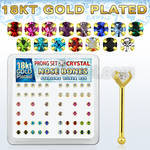 18bp14xm box of gold silver nose bones w 2mm prong set crystals