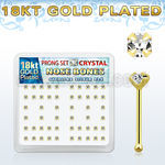 18bp19xc gold silver nose bones w 2 5mm prong set clear crystal