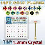 18bp6xm box of gold silver nose bones w 1 25mm prong set crystal