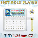 18bz12xc gold silver nose bones with 1 25mm prong set clear cz
