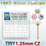 18bz12xm gold silver nose bones w 1 25mm prong set cz in colors