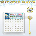 18bz25xc box of gold silver nose bones w 2 5mm clear prong set cz