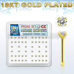 18bz2xc silver nose bones w 18k gold plating 2mm clear czs 