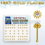 18nbfwxc box w 52 gold plated silver nose bones w wire flower top