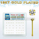 18nbzbc silver nose bone w 1 5mm prong cz 18k gold plating