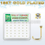 18nwpxc box w gold plated silver nose screw w set 1.5mm crystals