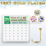 18nwzbm box 36 gold plated silver nose screws w 1.5mm mix cz