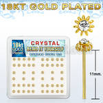 18nyfwxc box w gold plated silver bend it nose stud wire flower