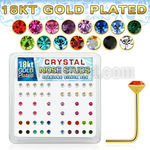 18s19xm box of gold silver nose studs with 2 5mm crystal tops