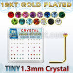 18s6xm silver nose studs 18k gold plating 1 25mm round crystal tops in assorted colors