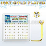 18sp14xc gold silver nose studs w 2mm prong set clear crystals