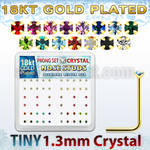 18sp6xm gold silver nose studs with 1 25mm prong set crystals