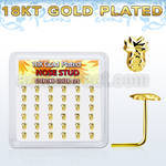 18svpa36 box w silver nose stud 18k gold plating pineapple top
