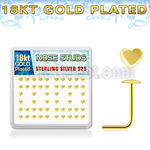 18sxvhr box w gold plated silver nose studs w heart top