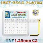 18sz12xc box of gold silver nose studs w 1 25mm clear prong cz