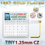 18sz12xm box of gold silver nose studs with 1 25mm prong set cz