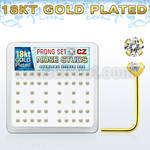 18sz2xc silver nose stud w 18k gold plating 2mm clear czs 