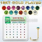 18w14xm box 36 gold plated silver nose screws w 2mm mix crystals