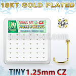 18wz12xc box gold plated silver nose screw w set 1.25mm clear czs