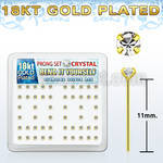 18yp19xc gold silver bend it nose studs with clear prong crystal