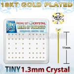18yp6xc gold silver bend it nose studs w clear prong crystal