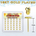 18yvpa36 box w gold plated silver bend it nose stud w pineapple