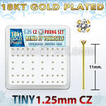 18yz12xc gold silver bend it nose studs w 1 25mm prong clear cz