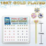 18yz25xm gold silver bend it nose studs with 2 5mm prong set cz