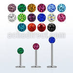316l steel labret 18g w 3mm ferido multi crystal ball