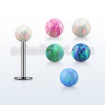 316l steel labret 18g w a 3mm synthetic opal ball